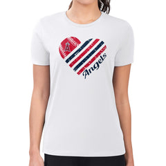 Los Angeles Angels G-III 4Her by Carl Banks Women's Super-Slim Fit Lightweight Heart Graphic T-Shirt - MLB T-shirts
