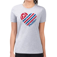 Philadelphia Phillies G-III 4Her by Carl Banks Women's Super-Slim Fit Lightweight Heart Graphic T-Shirt - MLB T-shirts