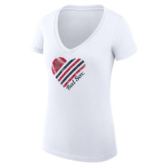 Boston Red Sox G-III 4Her by Carl Banks Women's Super-Slim Fit Lightweight Heart V-Neck T-Shirt - MLB T-shirts