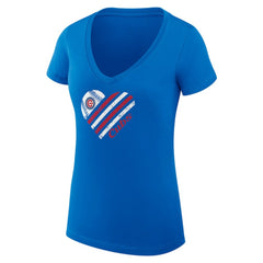 Chicago Cubs G-III 4Her by Carl Banks Women's Super-Slim Fit Lightweight Heart V-Neck T-Shirt - MLB T-shirts