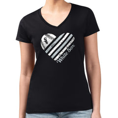 Chicago White Sox G-III 4Her by Carl Banks Women's Super-Slim Fit Lightweight Heart V-Neck T-Shirt - MLB T-shirts