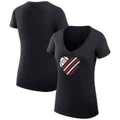 Cincinnati Reds G-III 4Her by Carl Banks Women's Super-Slim Fit Lightweight Heart V-Neck T-Shirt - MLB T-shirts