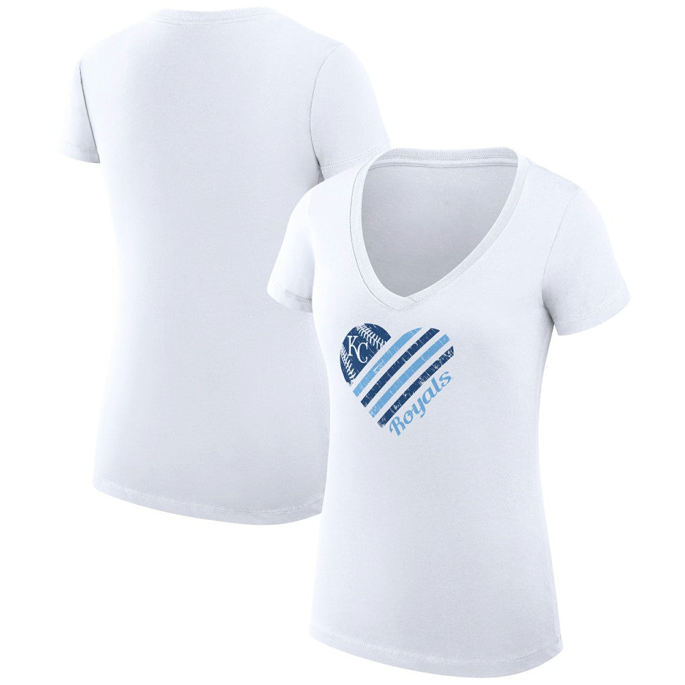 Kansas City Royals G-III 4Her by Carl Banks Women's Super-Slim Fit Lightweight Heart V-Neck T-Shirt - MLB T-shirts