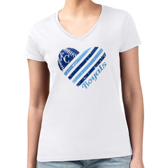 Kansas City Royals G-III 4Her by Carl Banks Women's Super-Slim Fit Lightweight Heart V-Neck T-Shirt - MLB T-shirts