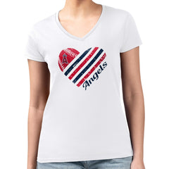 Los Angeles Angels G-III 4Her by Carl Banks Women's Super-Slim Fit Lightweight Heart V-Neck T-Shirt - MLB T-shirts