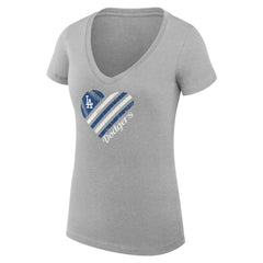 Los Angeles Dodgers G-III 4Her by Carl Banks Women's Super-Slim Fit Lightweight Heart V-Neck T-Shirt - MLB T-shirts