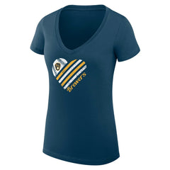 Milwaukee Brewers G-III 4Her by Carl Banks Women's Super-Slim Fit Lightweight Heart V-Neck T-Shirt - MLB T-shirts