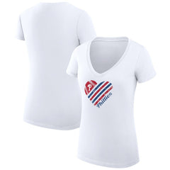 Philadelphia Phillies G-III 4Her by Carl Banks Women's Super-Slim Fit Lightweight Heart V-Neck T-Shirt - MLB T-shirts