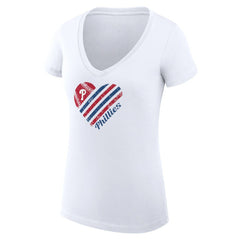 Philadelphia Phillies G-III 4Her by Carl Banks Women's Super-Slim Fit Lightweight Heart V-Neck T-Shirt - MLB T-shirts