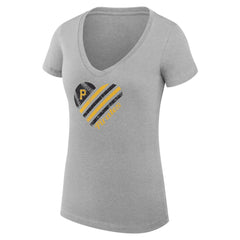 Pittsburgh Pirates G-III 4Her by Carl Banks Women's Super-Slim Fit Lightweight Heart V-Neck T-Shirt - MLB T-shirts
