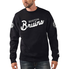 Boston Bruins Starter x NHL Black Ice Cross Check Pullover Sweatshirt - NHL Sweatshirts