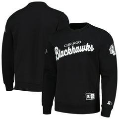 Chicago Blackhawks Starter x NHL Black Ice Cross Check Pullover Sweatshirt - NHL Sweatshirts
