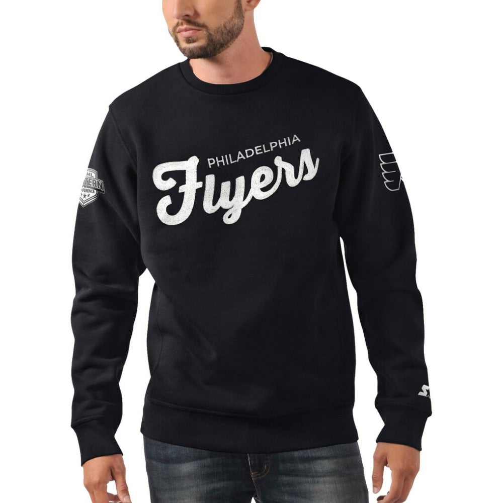 Philadelphia Flyers Starter x NHL Black Ice Cross Check Pullover Sweatshirt - NHL Sweatshirts