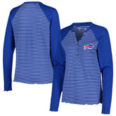 Buffalo Bills Antigua Women's Maverick Waffle Henley Long Sleeve T-Shirt | NFL Hot