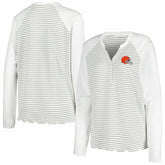 Cleveland Browns Antigua Women's Maverick Waffle Henley Long Sleeve T-Shirt | NFL Outlet
