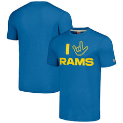 Los Angeles Rams Homage Unisex The NFL ASL Collection by Love Sign Tri-Blend T-Shirt | NFL Discount