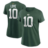 Green Bay Packers Jordan Love Women's Player Name & Number T-Shirt | NFL Sale