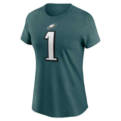 Philadelphia Eagles Jalen Hurts Women's Player Name & Number T-Shirt | NFL Discount