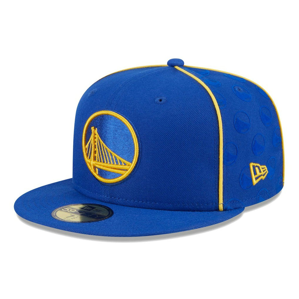 Royal Golden State Warriors Piped & Flocked 59Fifty Fitted Hat | NBA