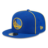 Royal Golden State Warriors Piped & Flocked 59Fifty Fitted Hat | NBA