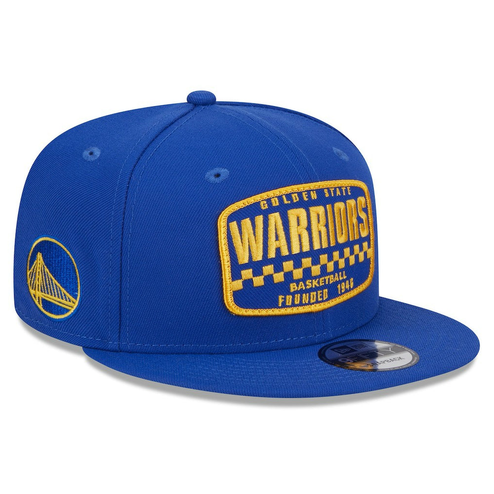 Royal Golden State Warriors Rally Drive Finish Line Patch 9FIFTY Snapback Hat sale | NBA