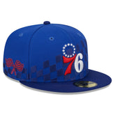 Royal Philadelphia 76ers Rally Drive Checkerboard 59FIFTY Crown Fitted Hat | NBA