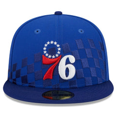 Royal Philadelphia 76ers Rally Drive Checkerboard 59FIFTY Crown Fitted Hat | NBA