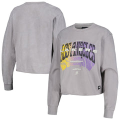 Gray Los Angeles Lakers The Wild Collective Women's Band Cropped Long Sleeve T-Shirt | NBA