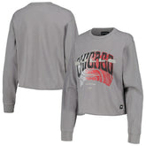 Gray Chicago Bulls The Wild Collective Women's Band Cropped Long Sleeve T-Shirt sale | NBA