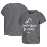 Gray Phoenix Suns The Wild Collective Women's Embroidered Fleece Raglan Short Sleeve Pullover Sweatshirt | NBA