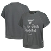 Gray Chicago Bulls The Wild Collective Women's Embroidered Fleece Raglan Short Sleeve Pullover Sweatshirt sale | NBA