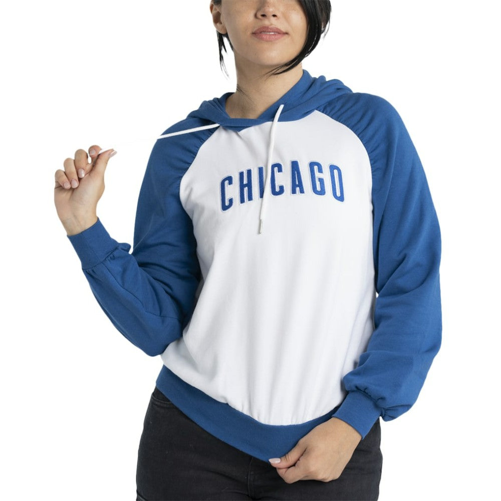 Chicago Cubs Lusso Women's Marlowe Tri-Blend Raglan Pullover Hoodie - MLB Hoodies
