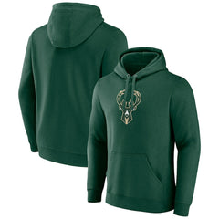 Hunter Green Milwaukee Bucks Primary Logo Pullover Hoodie | NBA
