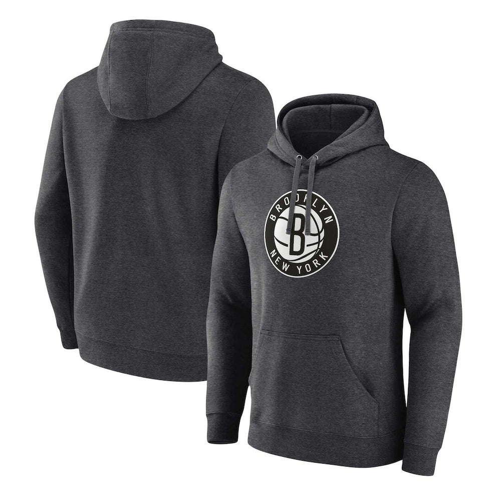 Heather Charcoal Brooklyn Nets Primary Logo Pullover Hoodie | NBA