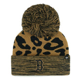 Boston Red Sox '47 Women's Leopard Rosette Cuffed Knit Hat with Pom - MLB Hats