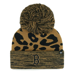 Boston Red Sox '47 Women's Leopard Rosette Cuffed Knit Hat with Pom - MLB Hats