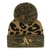 Athletics '47 Women's Leopard Rosette Cuffed Knit Hat with Pom - MLB Hats