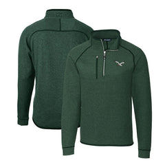 Philadelphia Eagles Cutter & Buck Gridiron Classics Big & Tall Mainsail Sweater-Knit Half-Zip Pullover Jacket | NFL Hot