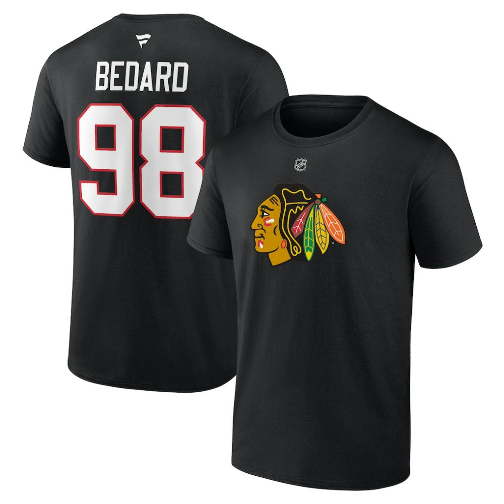 Connor Bedard Chicago Blackhawks Fanatics Authentic Stack Name & Number T-Shirt - NHL T-shirts