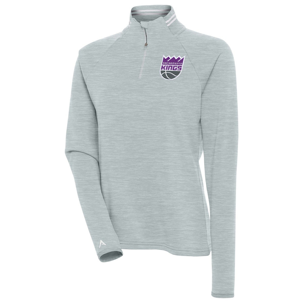 Heather Gray Sacramento Kings Antigua Women's Milo Quarter-Zip Pullover Top | NBA