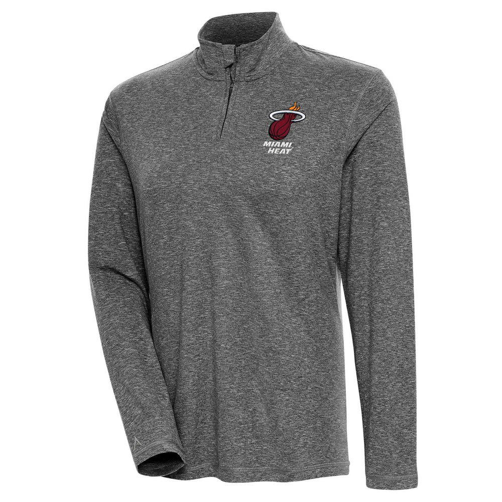 Heather Black Miami Heat Antigua Women's Confront Quarter-Zip Pullover Top | NBA