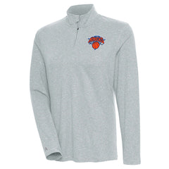 Heather Gray New York Knicks Antigua Women's Confront Quarter-Zip Pullover Top | NBA
