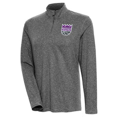 Heather Black Sacramento Kings Antigua Women's Confront Quarter-Zip Pullover Top | NBA