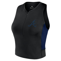 Atlanta Braves Fanatics Women's Studio Half-Zip Fitted Gym Tank Top - MLB Tanks