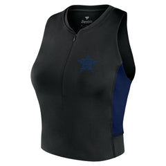 Houston Astros Fanatics Women's Studio Half-Zip Fitted Gym Tank Top - MLB Tanks