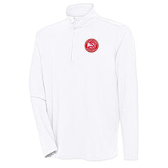 White Atlanta Hawks Antigua Hunk Quarter-Zip Pullover Top | NBA