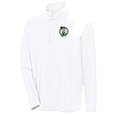 White Boston Celtics Antigua Hunk Quarter-Zip Pullover Top | NBA