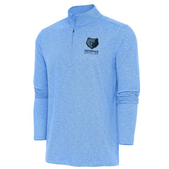 Heather Powder Blue Memphis Grizzlies Antigua Hunk Quarter-Zip Pullover Top | NBA