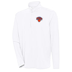 White New York Knicks Antigua Hunk Quarter-Zip Pullover Top | NBA