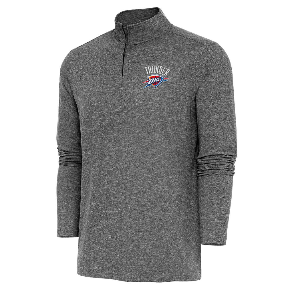 Heather Black Oklahoma City Thunder Antigua Hunk Quarter-Zip Pullover Top | NBA